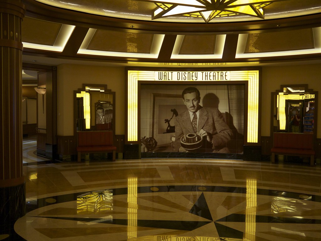 Art Deco entrance to the Walt Disney Theatre on Disney Fantasy